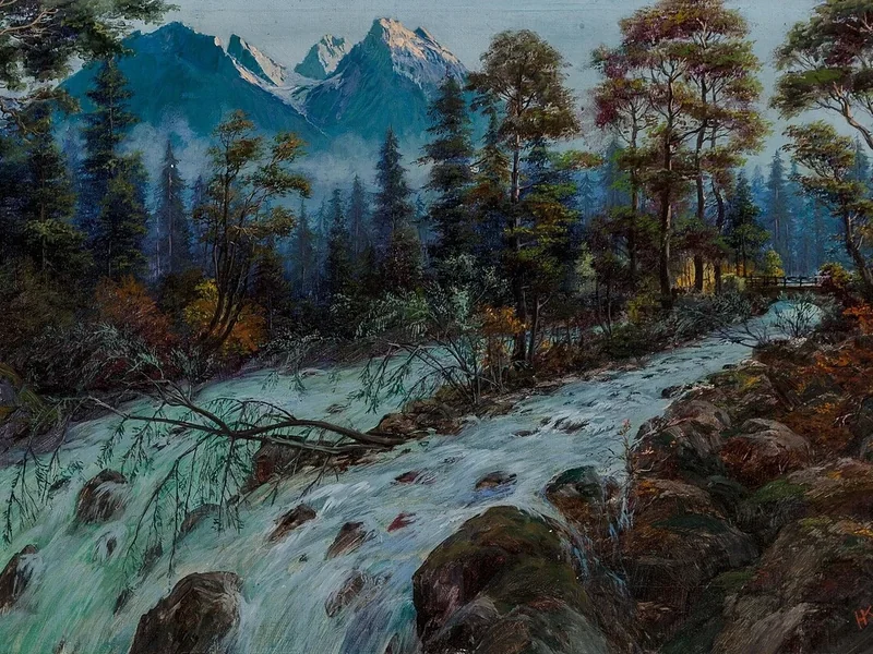 1806-Heinrich Koch - Emissario del fiume Ache dal lago Hintersee vicino a Berchtesgaden
